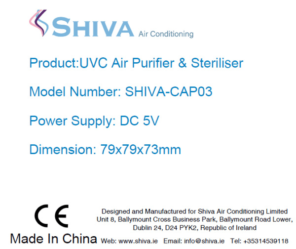 UVC air purifier & steriliser